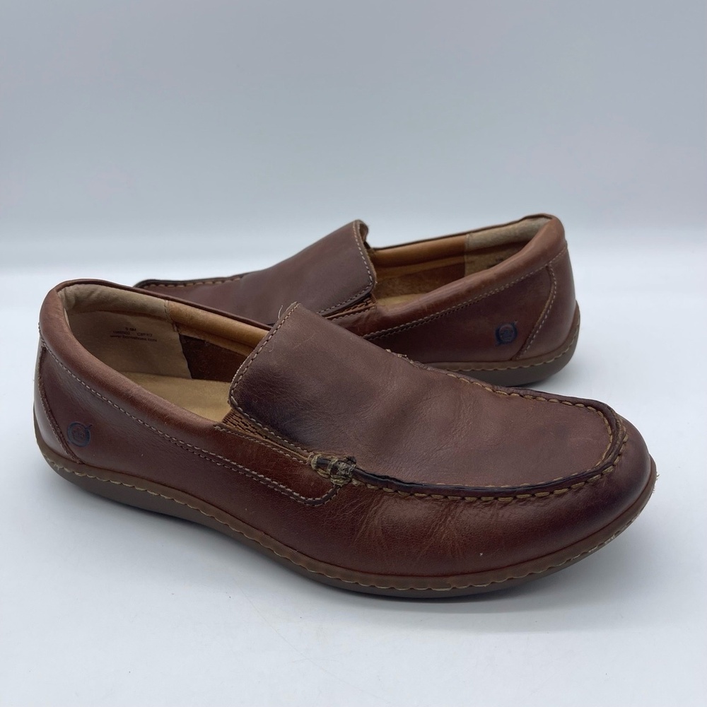 Born H46502 Brompton II Men's Size 9.5 Loafers‎ Brown Leather Slip On Shoes